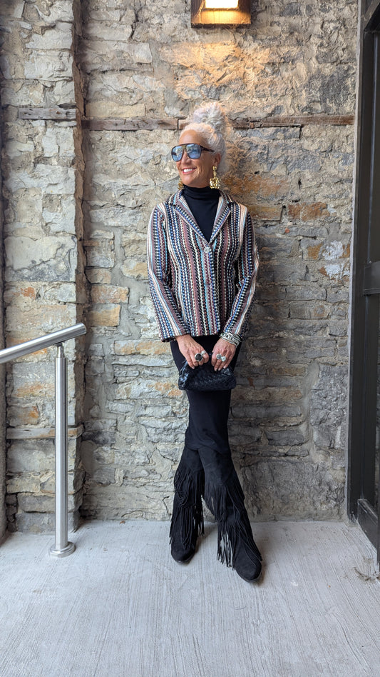 100% Cotton Multicolour Tapestry Blazer
