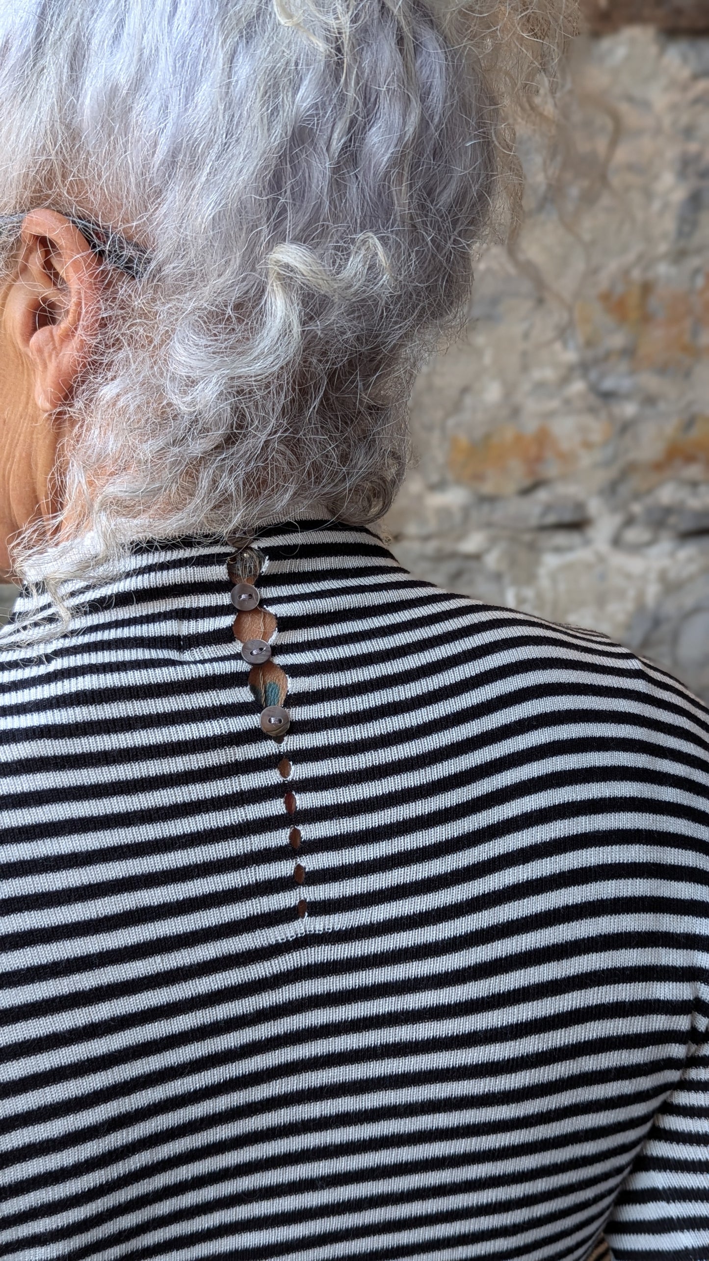 Black & White Striped Mock Neck Sweater