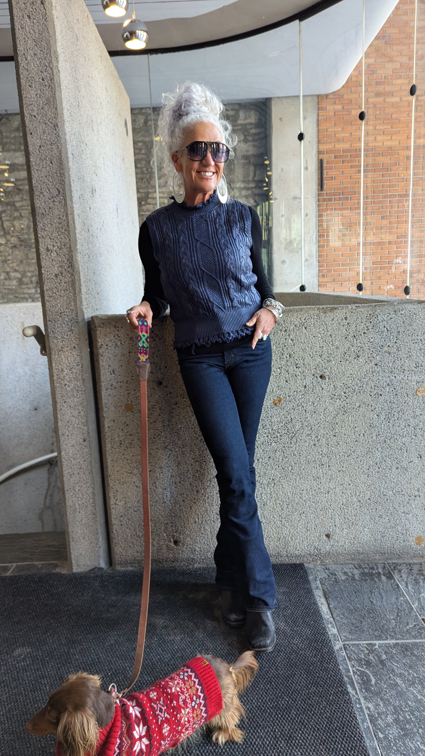 100% Cotton Navy Metallic Cable Sweater Vest