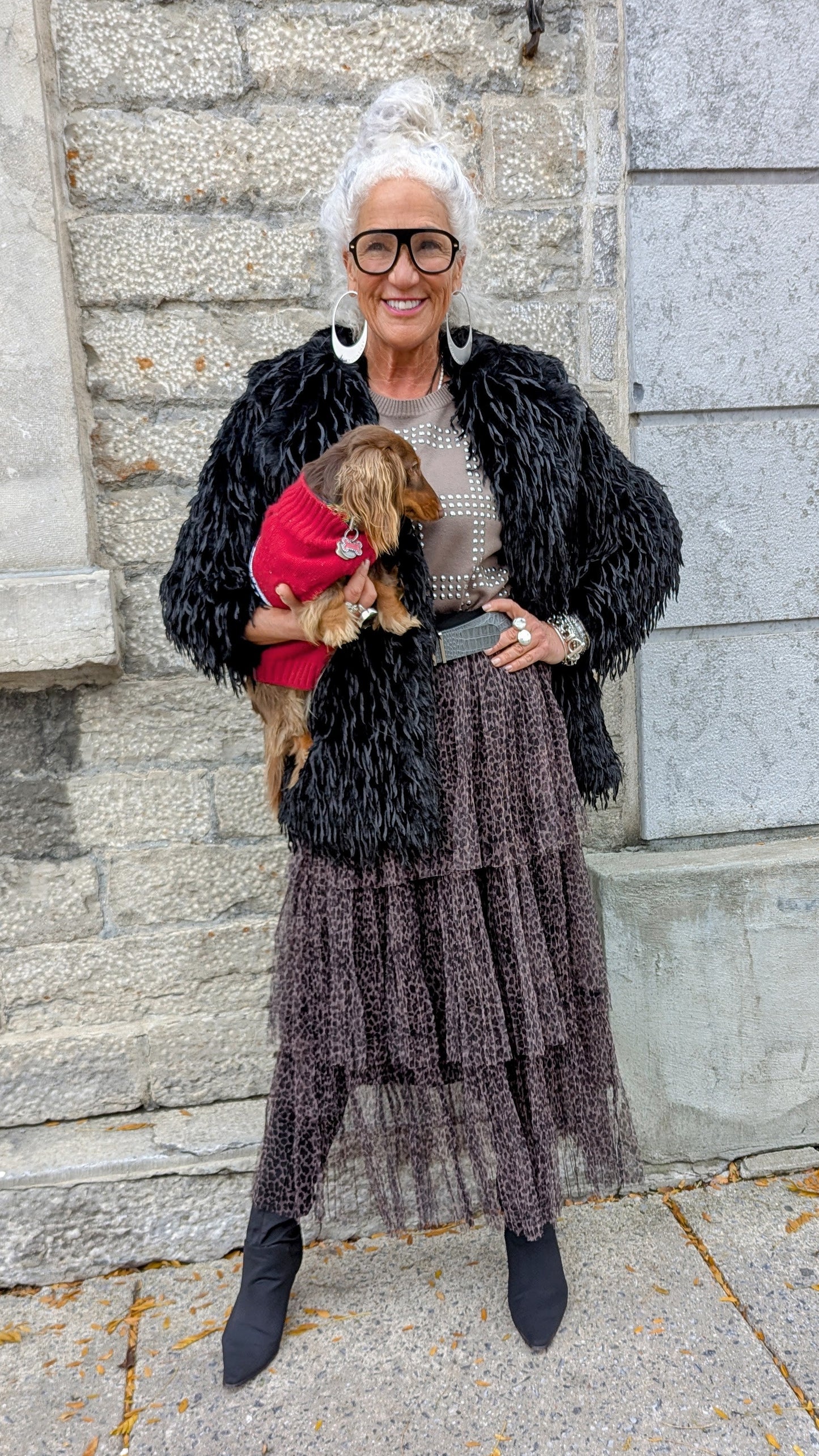 Animal Print Tiered Tulle Skirt