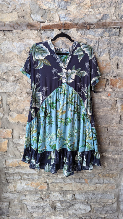 Tiered Short Sleeve Dress with Pockets