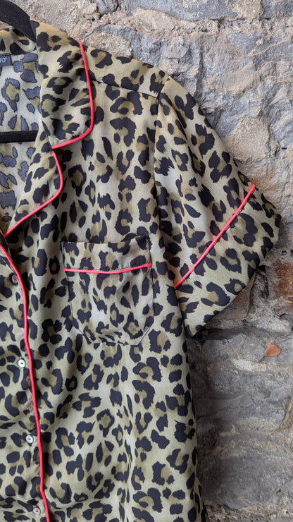 2 PC Cotton Animal Print and Hot Pink Pyjama Set