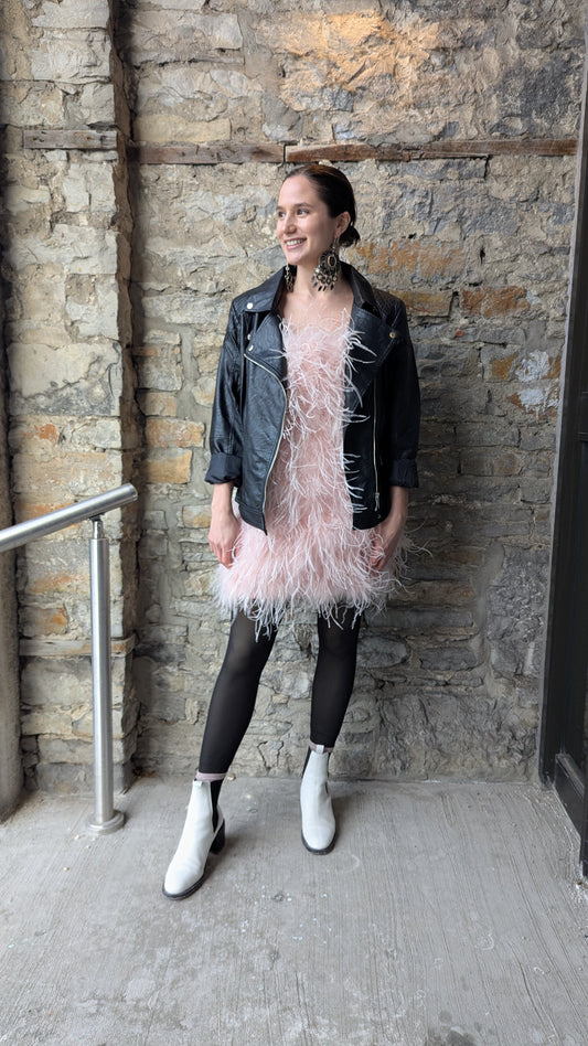 Strapless Ostrich Feather Dress- PINK