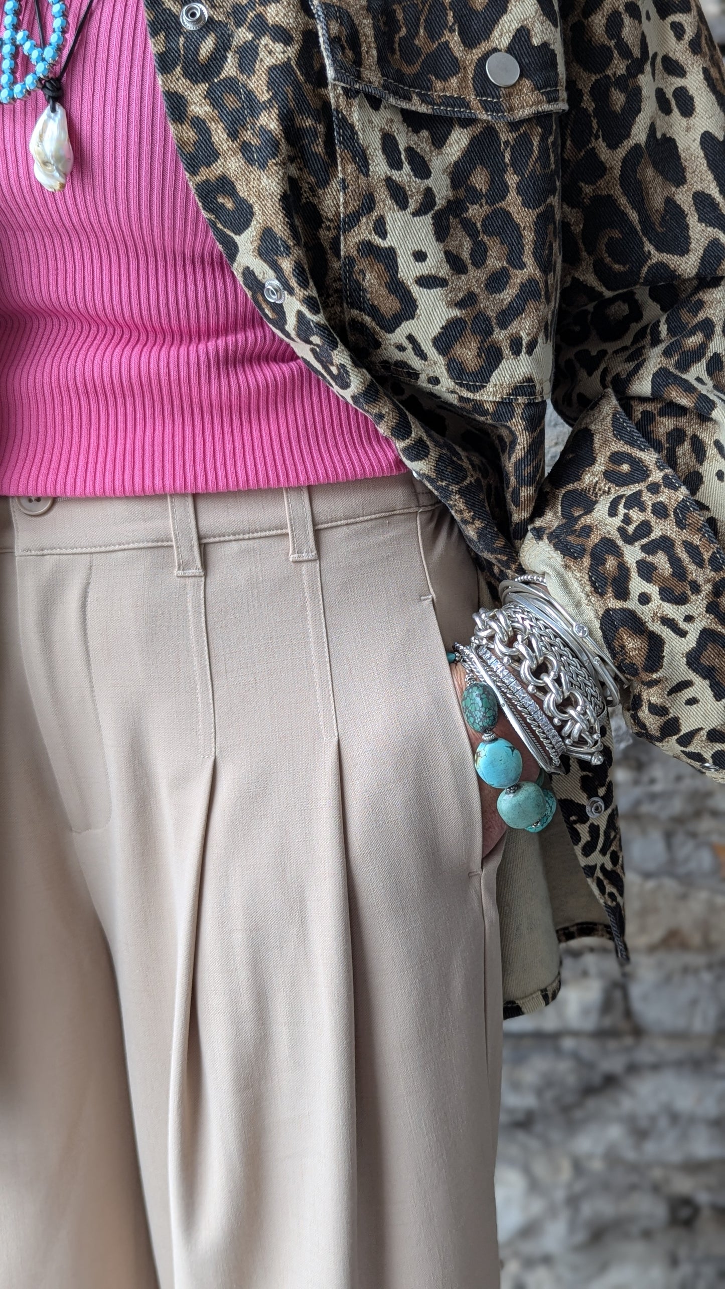 High Waisted Pleated Crop Wide Leg Trouser- TAN