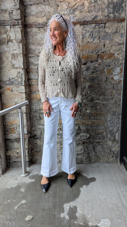 Liverpool White Cotton Bootcut Jeans