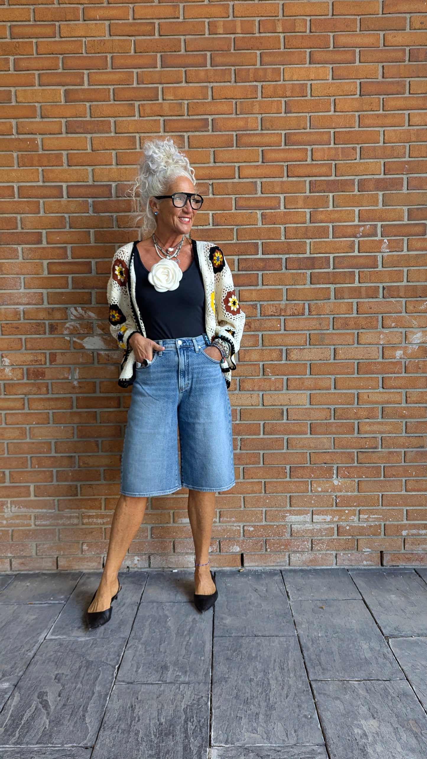 High Rise  Denim Jorts - Light Indigo