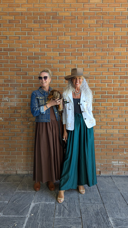 Racer Back Drop Waist Maxi Dress- BROWN