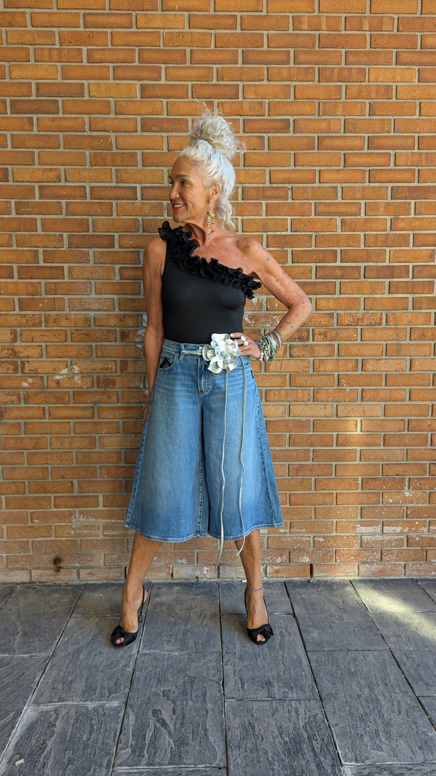 Denim High Rise Culotte- Medium Denim