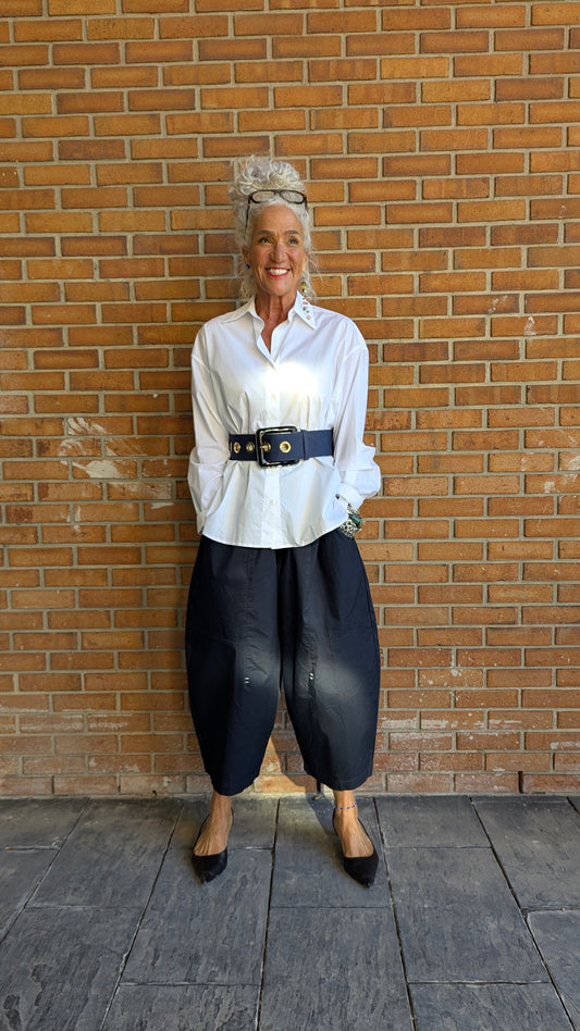 Cotton Barrel Pant with Pocket- NAVY