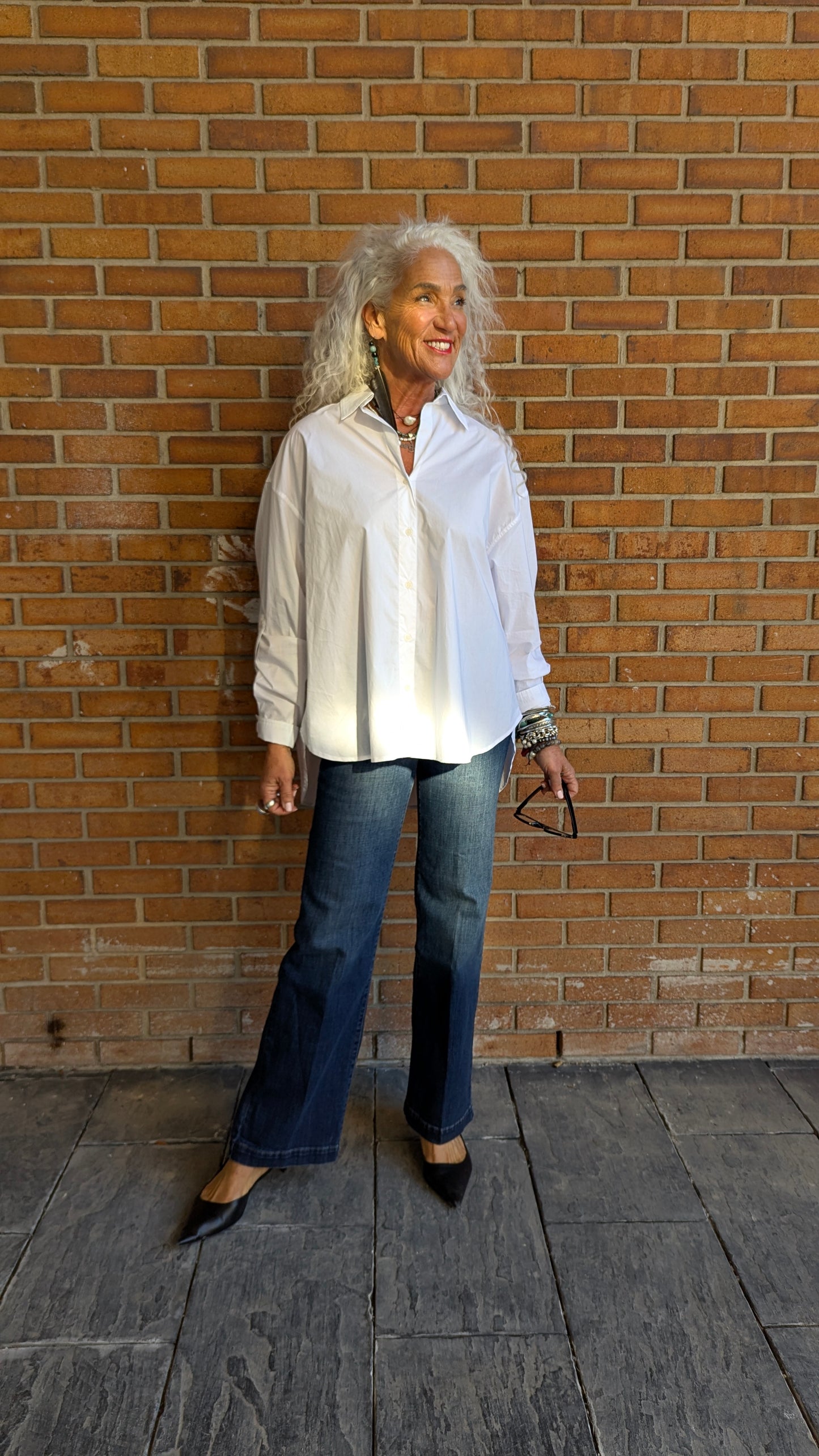 100% Cotton Oversized Classic White Button Front Shirt