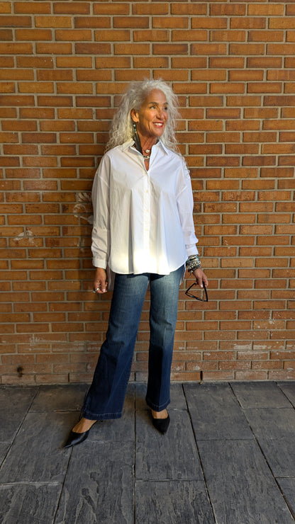 100% Cotton Oversized Classic White Button Front Shirt