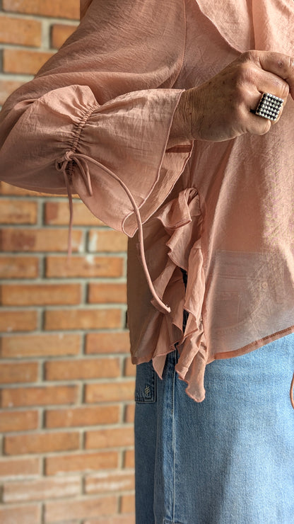 Lightweight Ruffle Front Top - SOFT PEACH