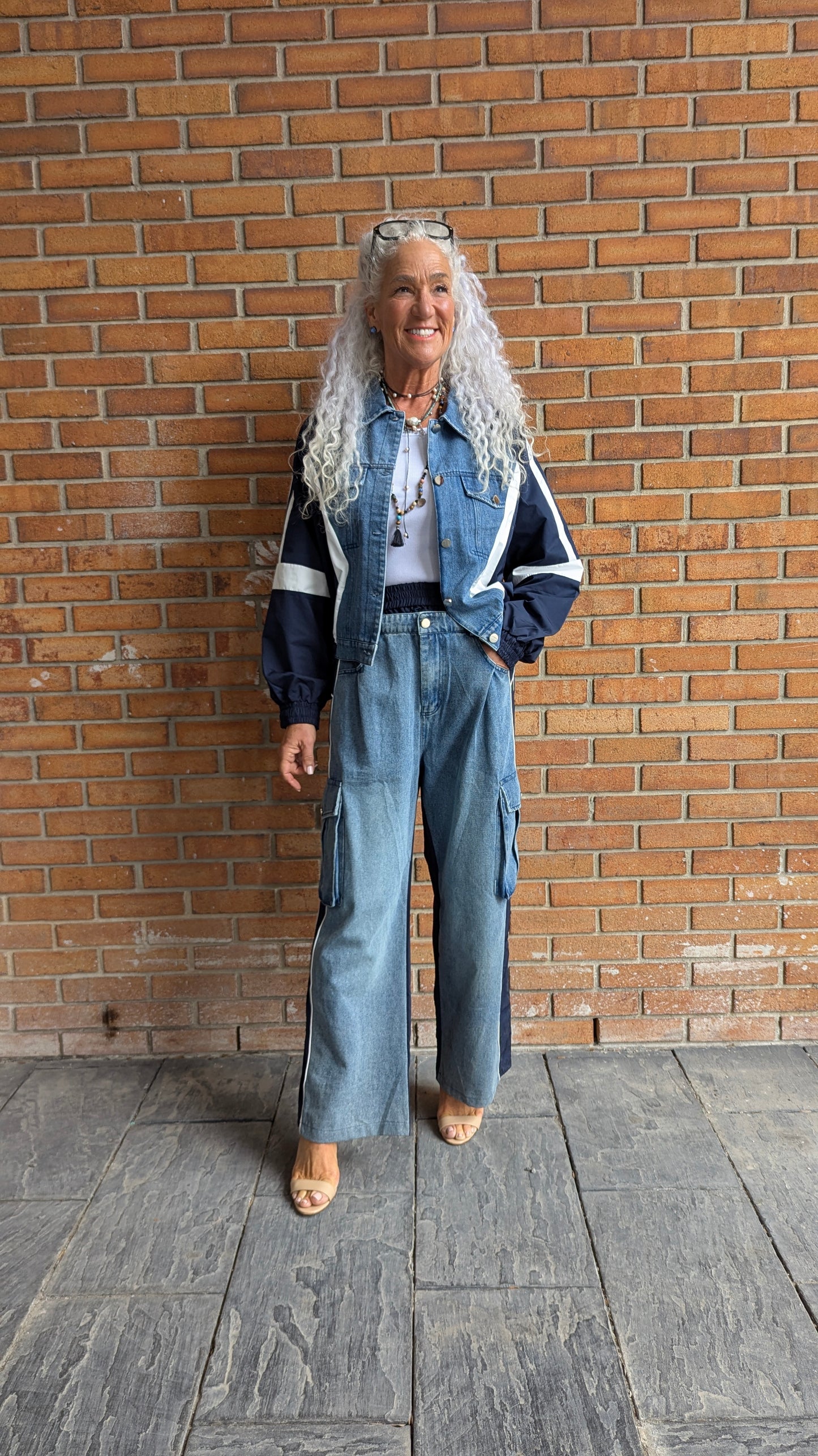 Denim and Navy Windbreaker Cargo Pants
