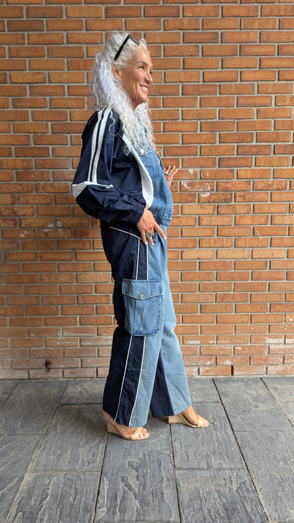 Denim and Navy Windbreaker Cargo Pants