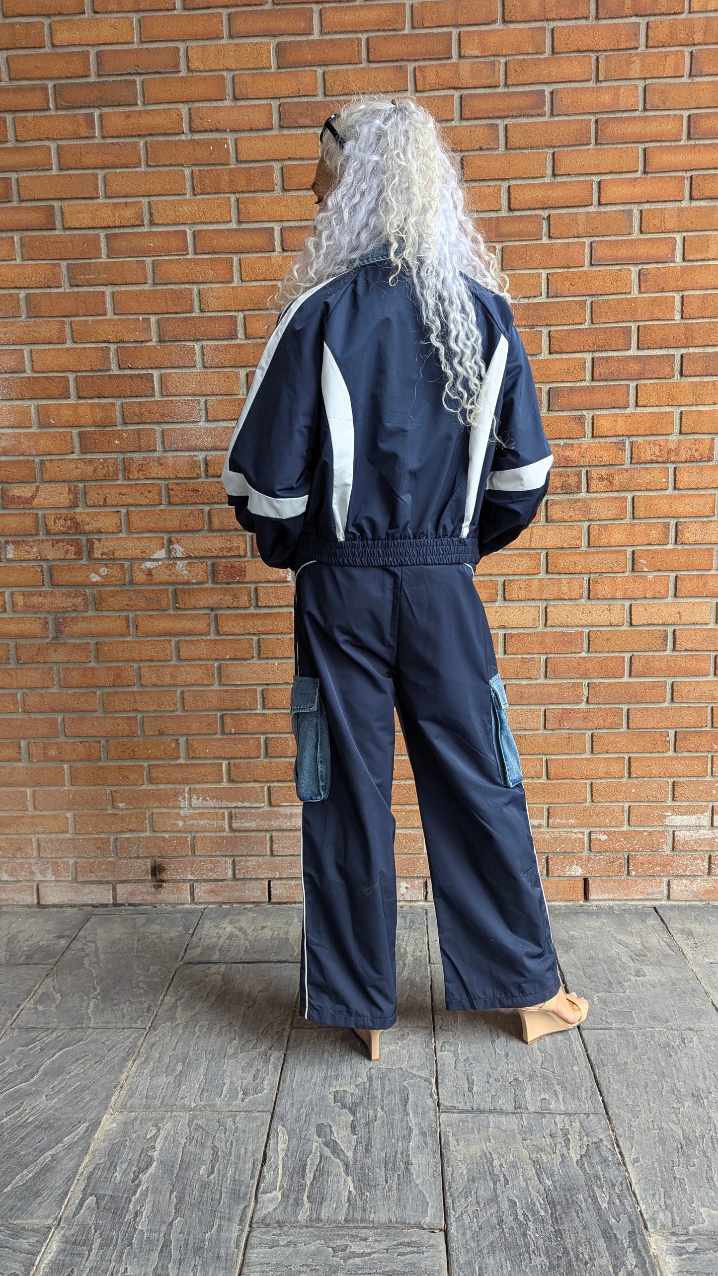Denim and Navy Windbreaker Cargo Pants