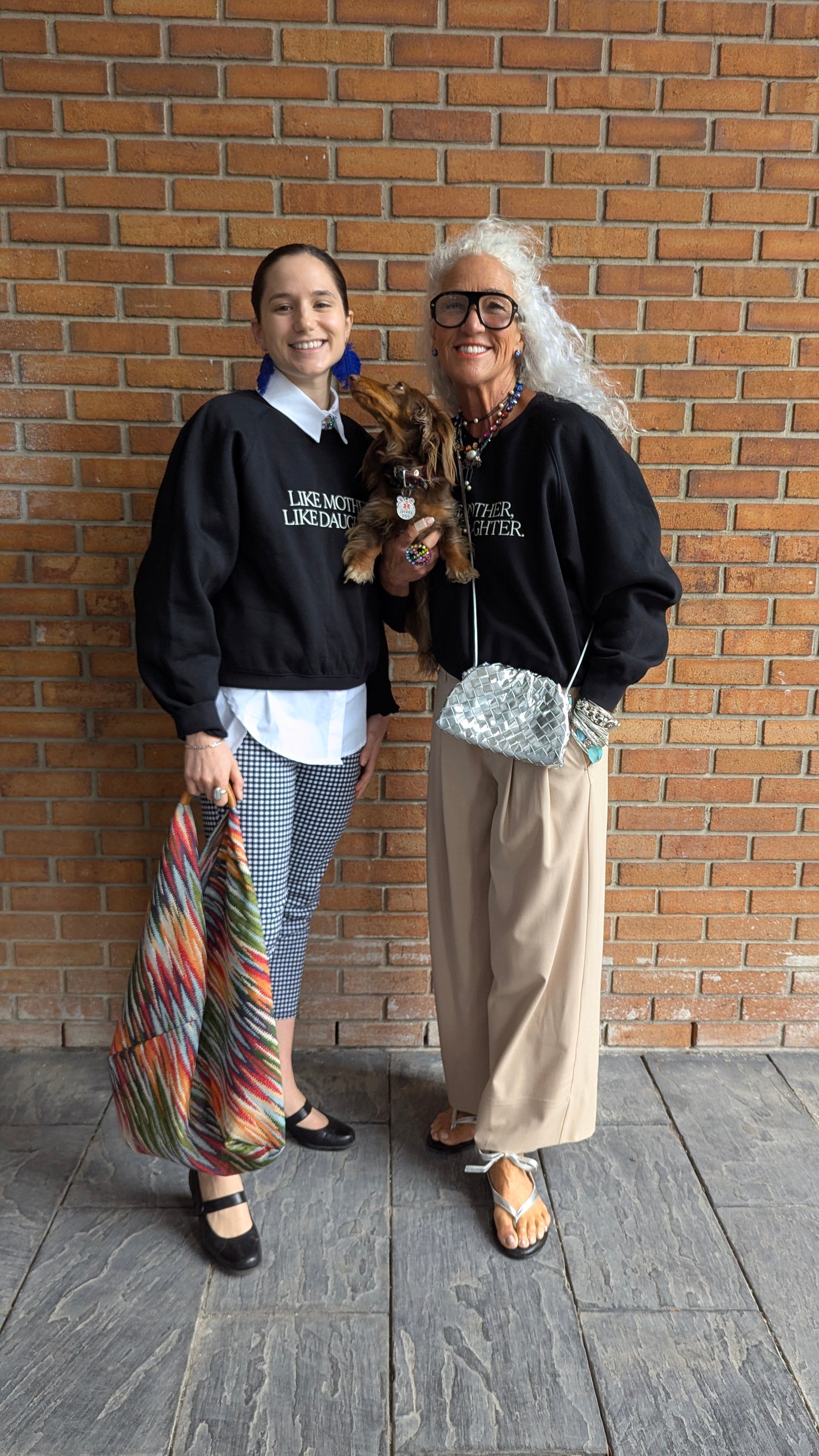 "Like Mother Like Daughter" Black Cotton Crew Neck Sweatshirt