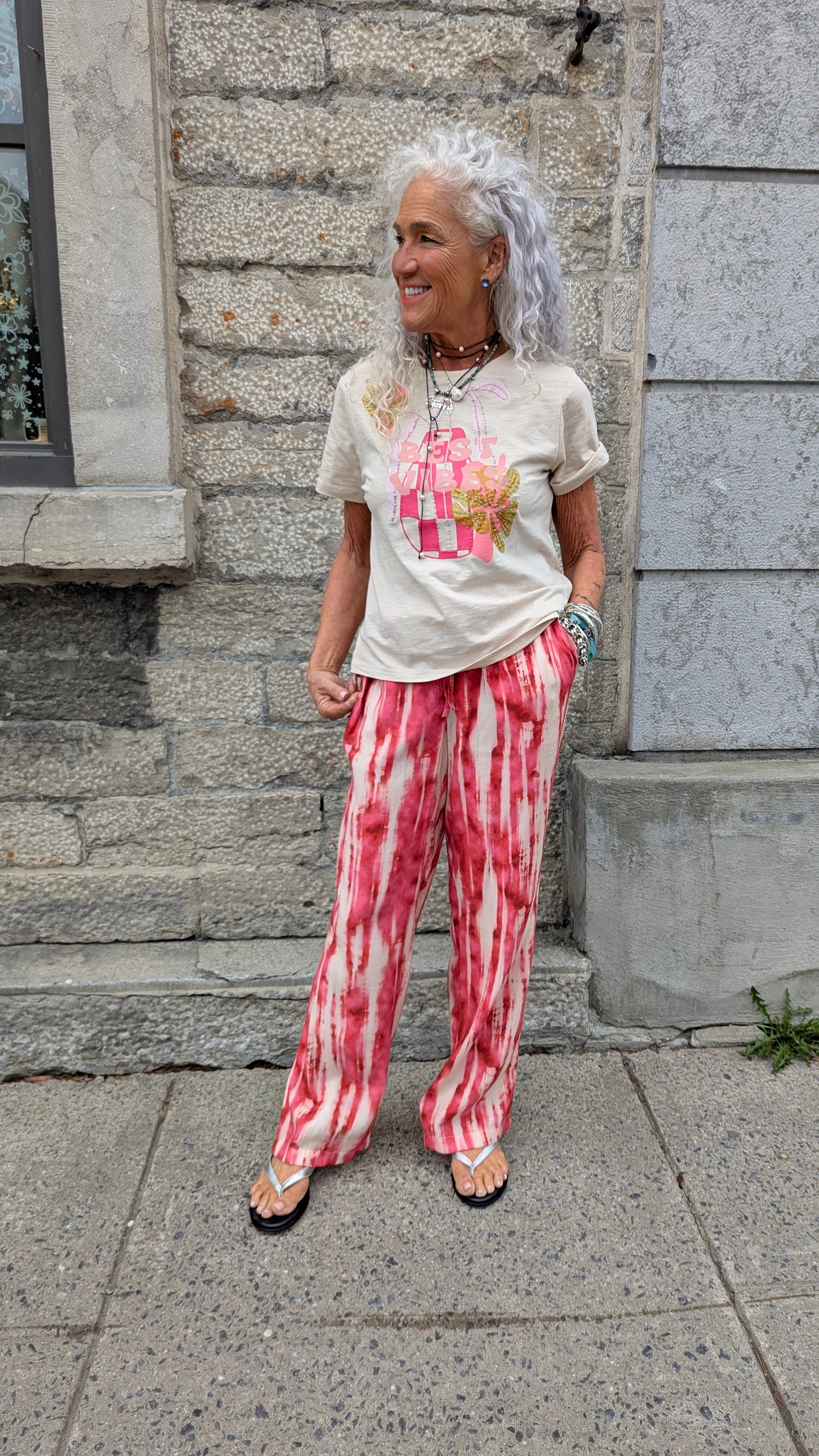Tie Dye Relaxed Fit Pants - RED