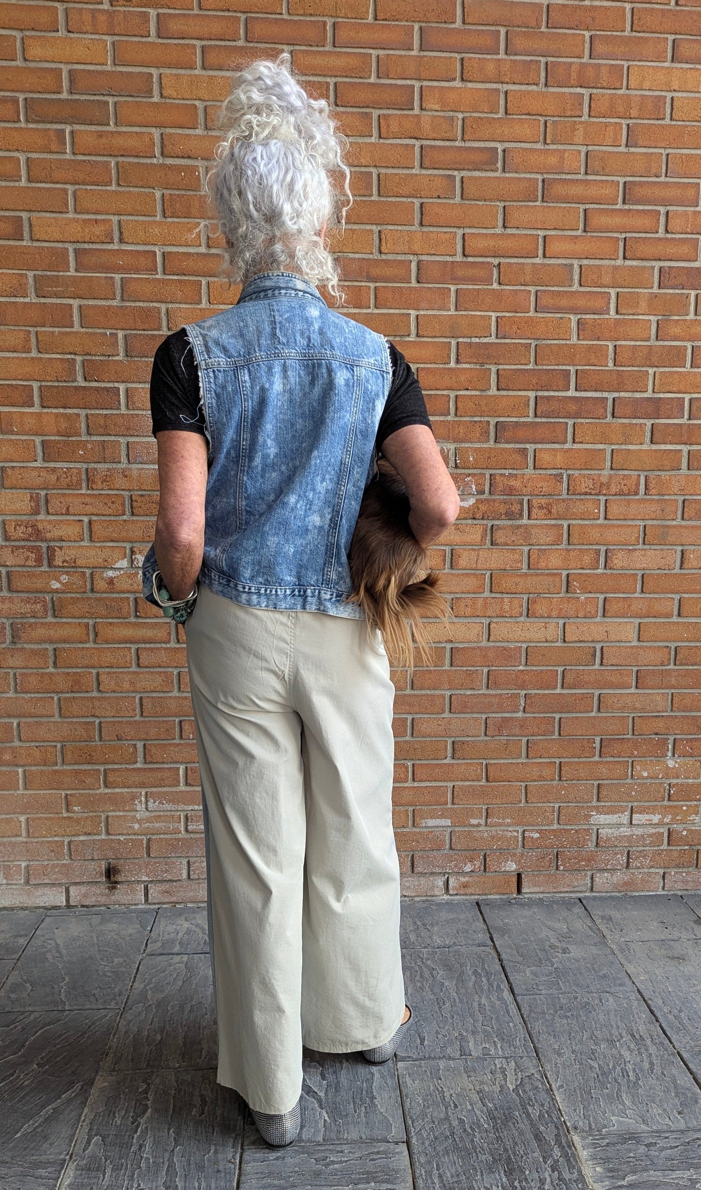 Wide Leg Denim and Lightweight Canvas Mixed Pants