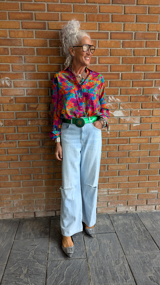 Lightweight Multicoloured Floral Button Up Shirt