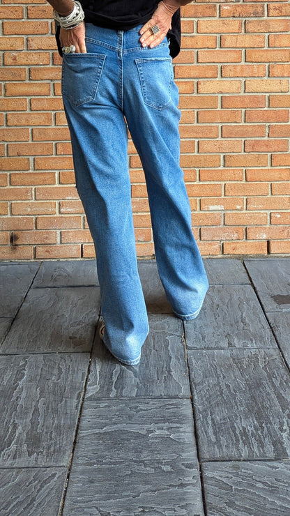 High Rise Straight Jeans- Vintage Stretch Denim