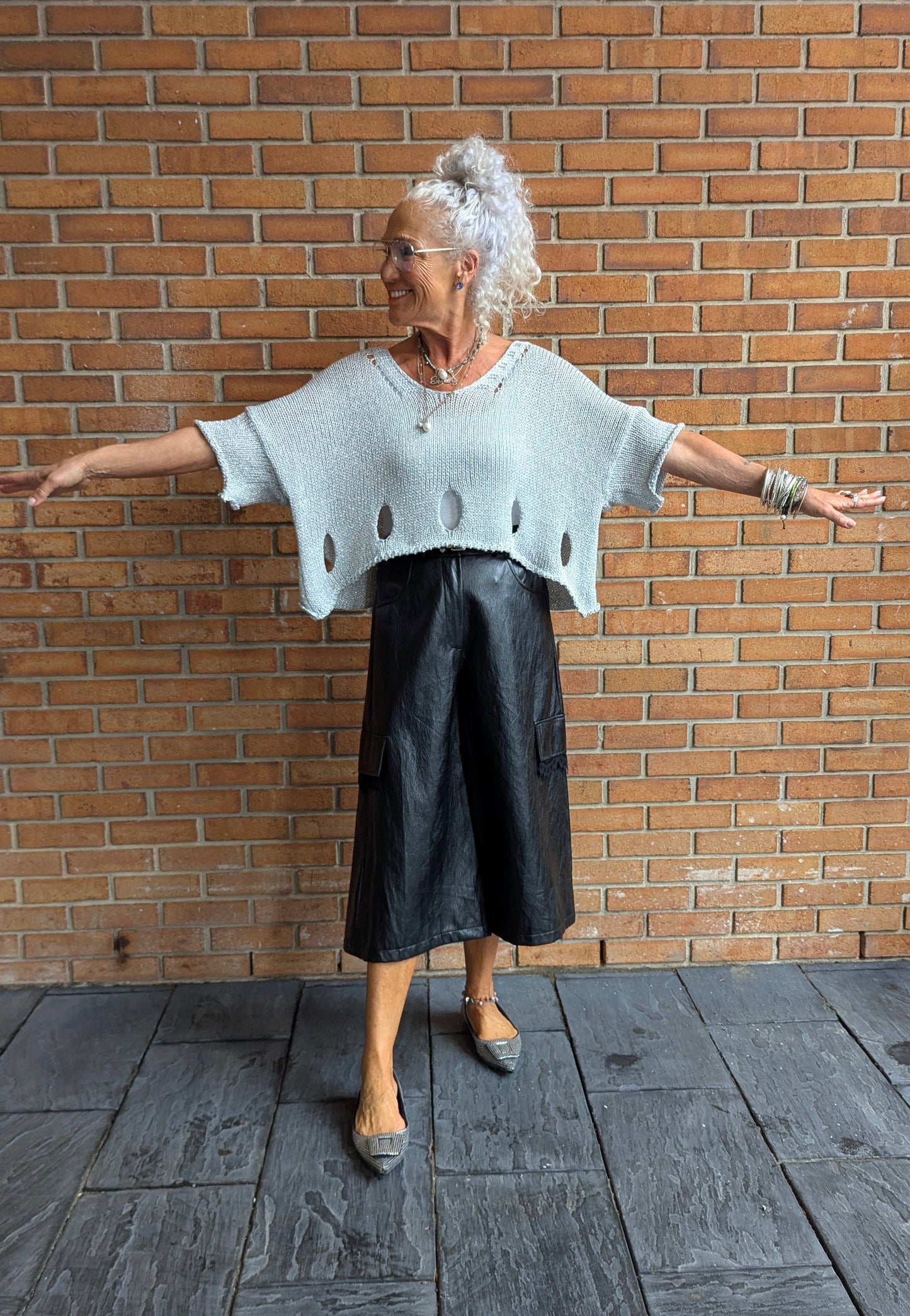 Black Patent Pleather Culotte