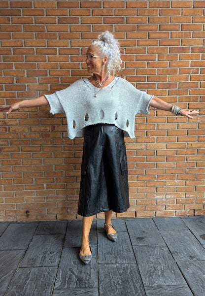 Black Patent Pleather Culotte