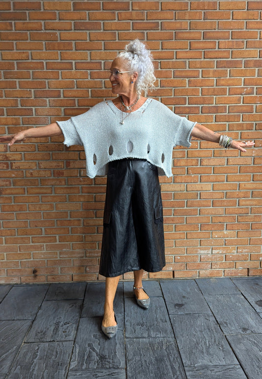 Black Patent Pleather Culotte