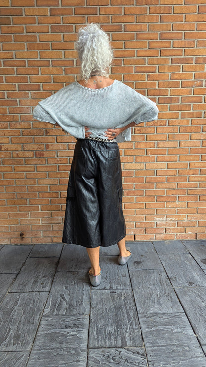Black Patent Pleather Culotte