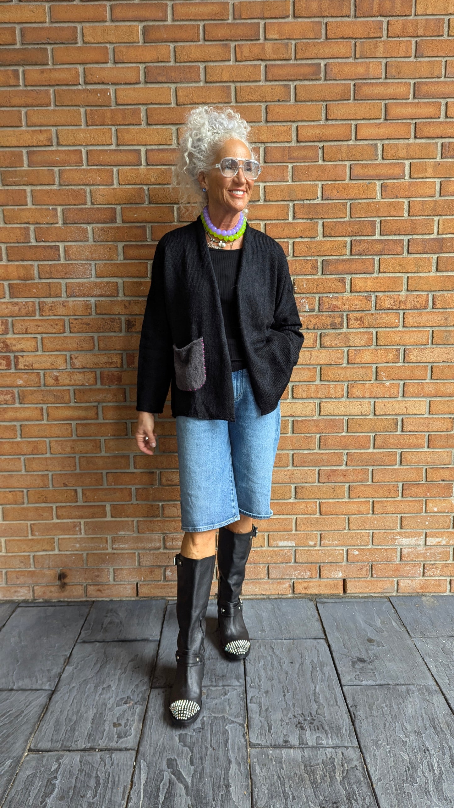 Lightweight Evil Eye Cardigan - BLACK
