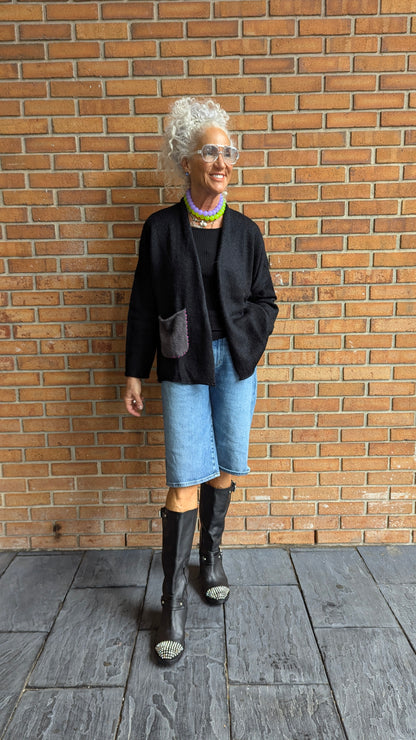 Lightweight Evil Eye Cardigan - BLACK