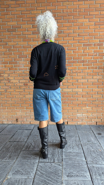 Cotton Cashmere Cat Sweater - BLACK, GREEN, BROWN