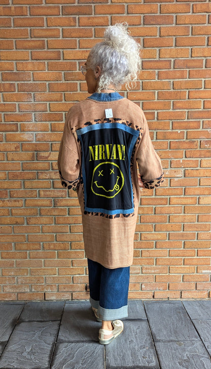 Animal Print Denim Trim Cardigan - NIRVANA
