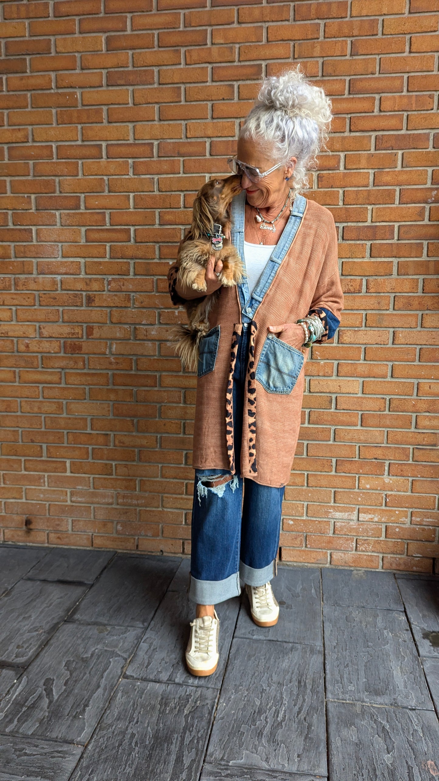 Animal Print Denim Trim Cardigan - PRINCE