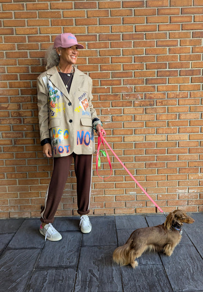 Oversized Plaid Graffiti Blazer