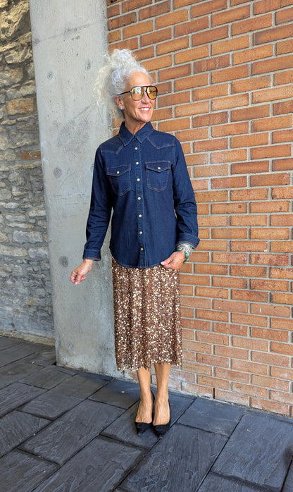 Slim Fit Dark Denim Shirt