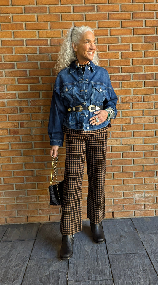 Patterned Knit Pant - BROWN & BLACK