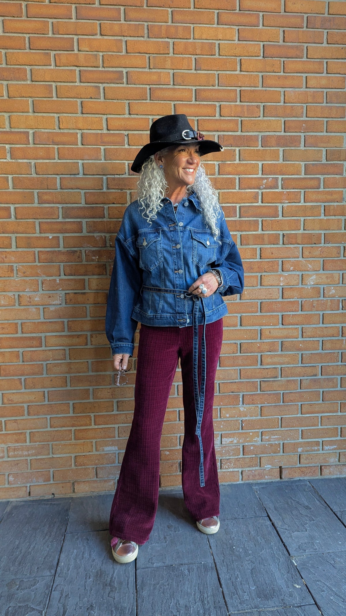Velvet Corduroy Bell Bottom Pant- BURGUNDY