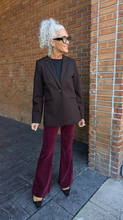 Fit And Flare Blazer - BROWN