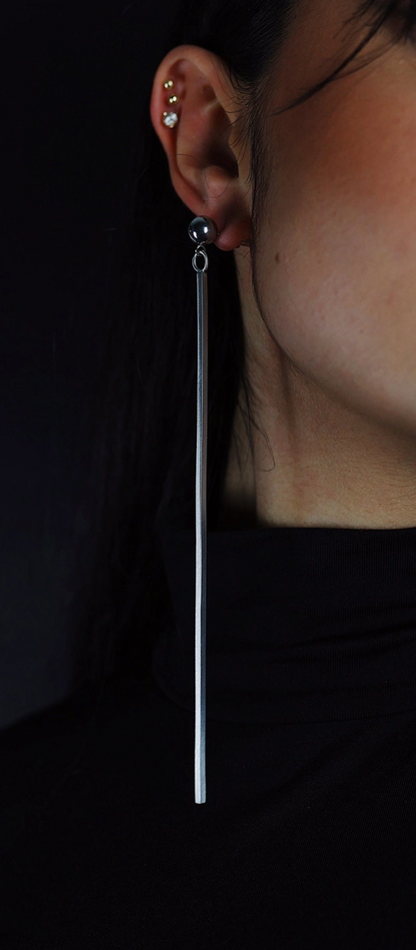 Long Sterling Silver Statement Earrings