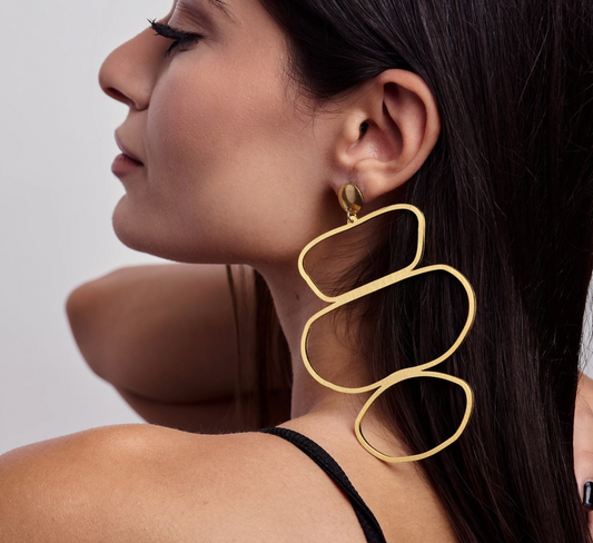 Oversized 24K Gold Geometric Statement Earrings