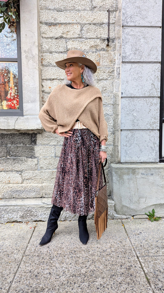 Reversible Animal Print Tulle Skirt