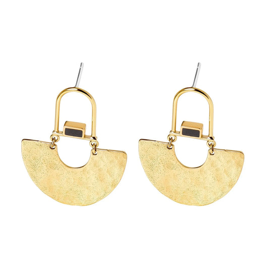 Hammered Half Circle Drop Earrings -GOLD