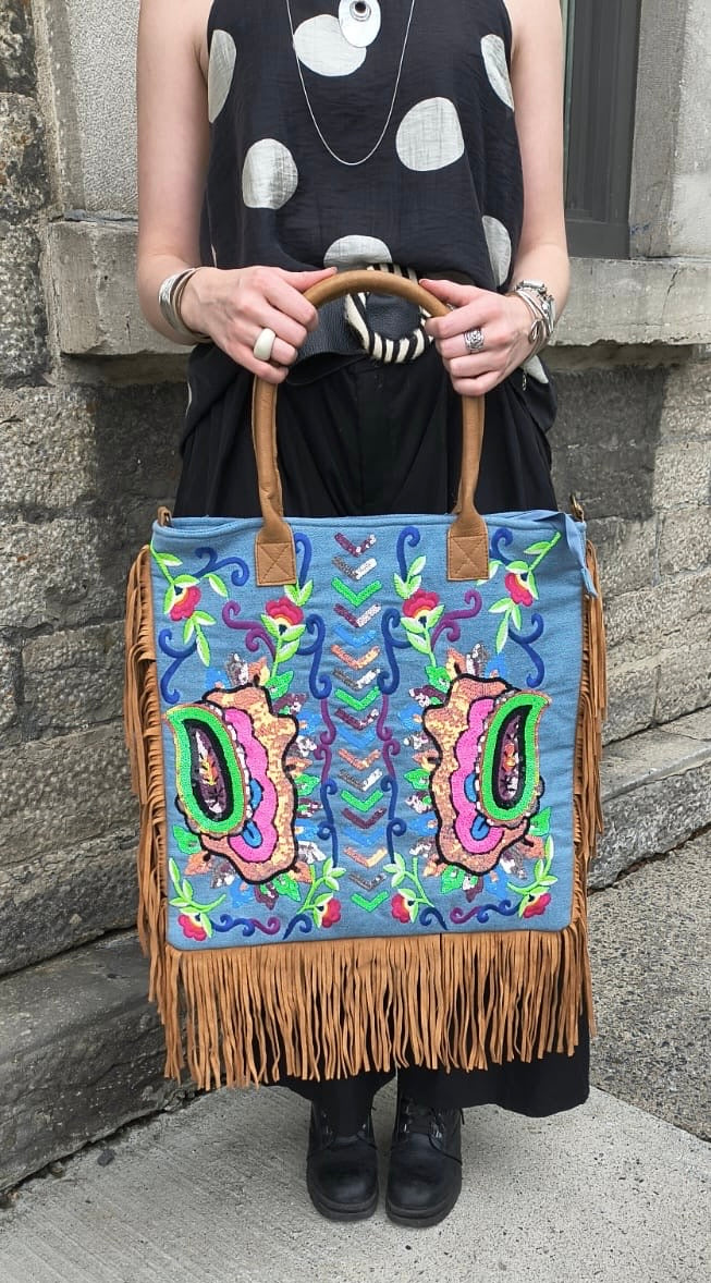 Handcrafted Boho Fringe Tote