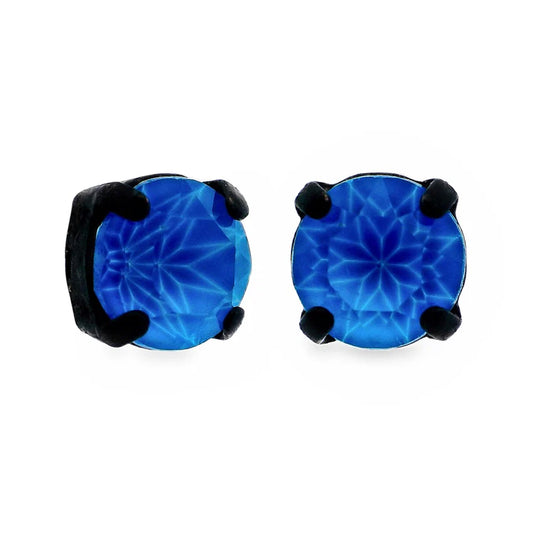 Swarovski Crystal Stud Earring Black and Electric Blue