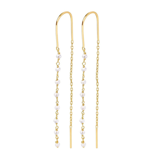 Crystal Drop Threader Earrings - GOLD