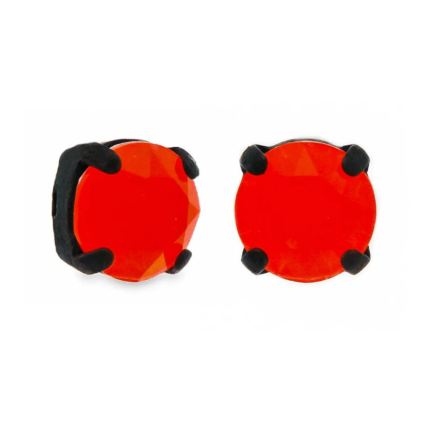 Swarovski Crystal Stud Earring Black and Neon Orange