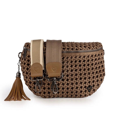 Woven Hand Knotted Crossbody Bag - DARK KHAKI