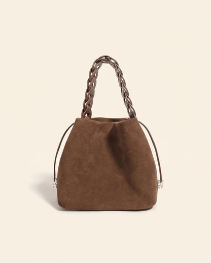 Suede Bucket Bag - BROWN