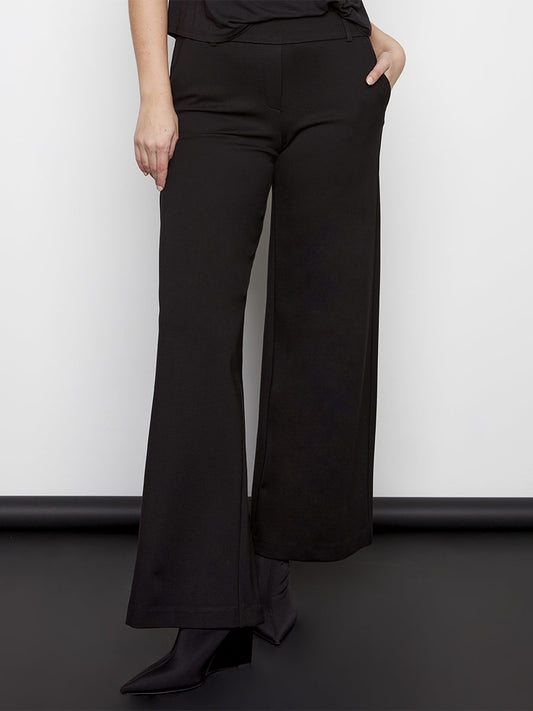 Wide Leg Ponte Pant with pockets- BLACK