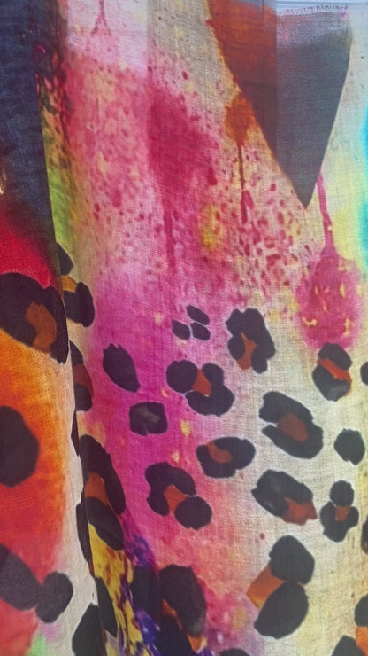 Multicolour Cotton Animal Print Scarf